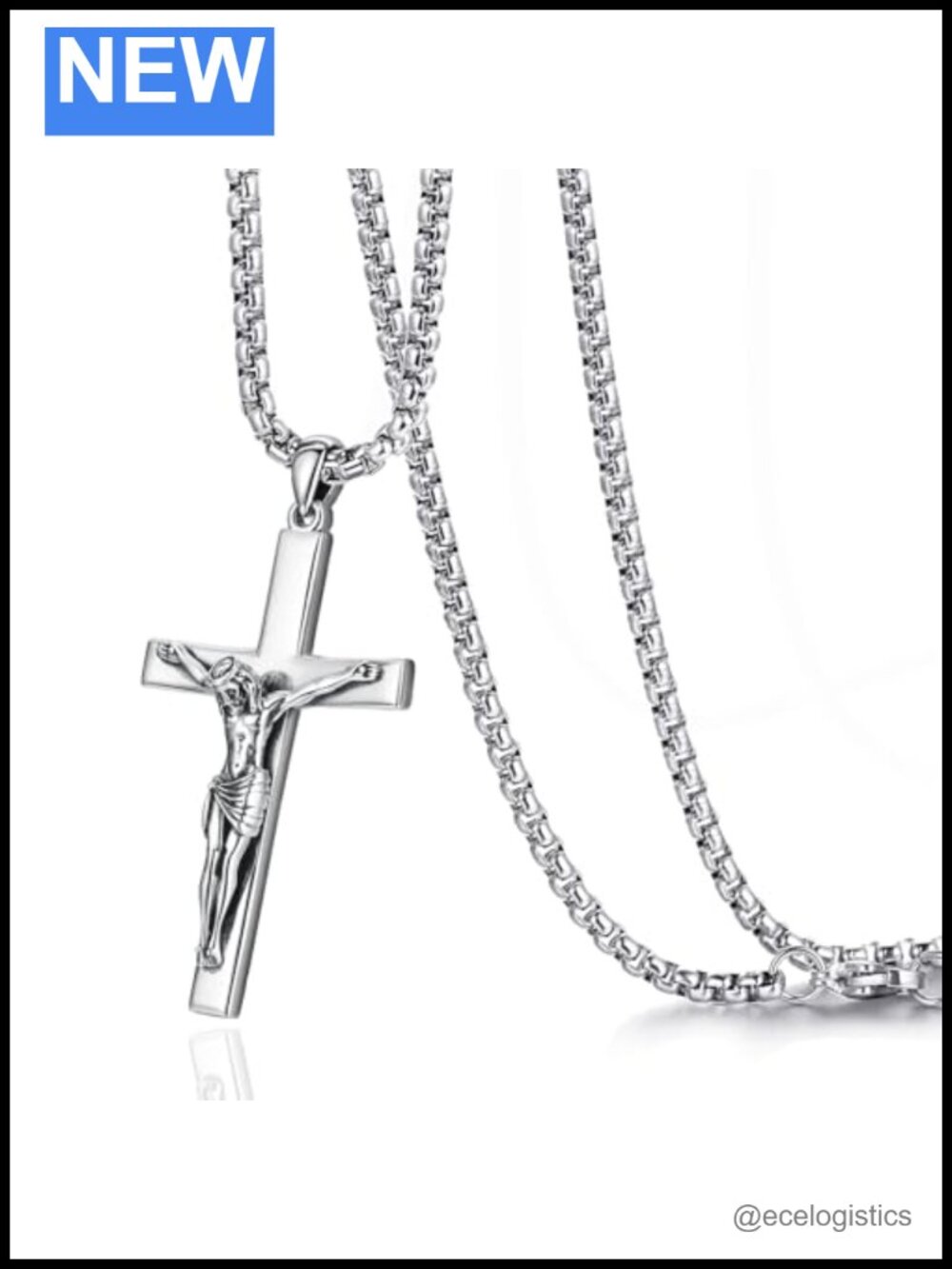 925 Sterling Silver Cross Crucifix Necklace 22 Inch Religious Pendant Gift